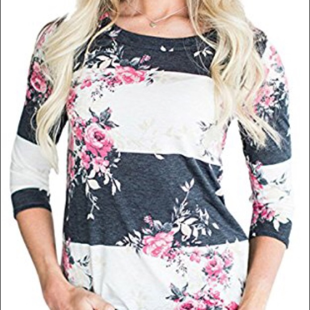 Ecowish Floral Print Round Neck T Shirt